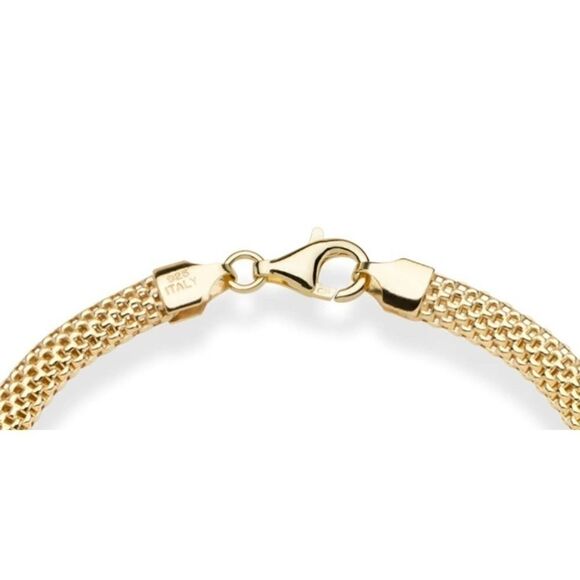 Unisex 18k over Sterling Silver Mesh Bracelet 5mm - Picture 4 of 9
